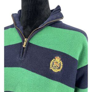Ralph Lauren Striped Sweater Crest Logo Women Size S Vintage Old Money Preppy